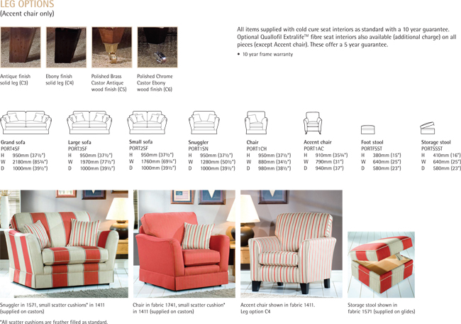 Alstons Portland Sofa Spec